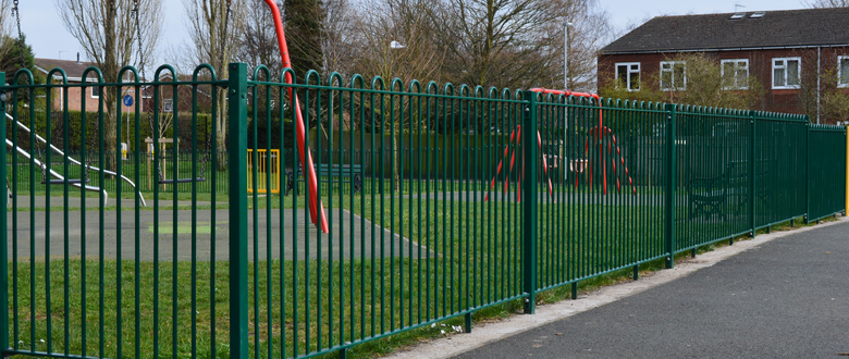 Bow top fencing in a park